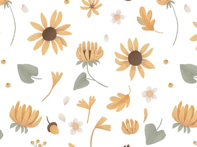 Sunflower - seamless pattern autumn creative market design elements fall floral flowers illustration pattern seamless pattern sunflower