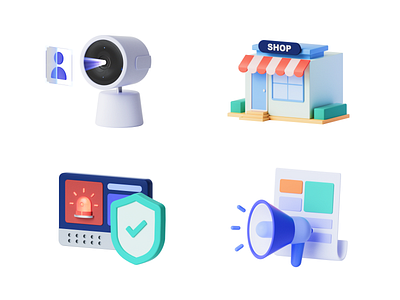 kohost icons series 01 3d icons illustration monitor security shop ui