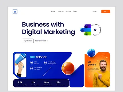 Website for a digital marketing agency design interface product service startup ui ux web website