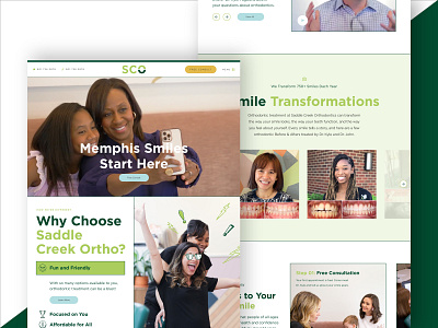 Saddle Creek Orthodontics Website amazing animated brand clean cohesive cutting edge design engaging fun green interactive inviting modern orthodontics playful practice side scrolling user experience video website