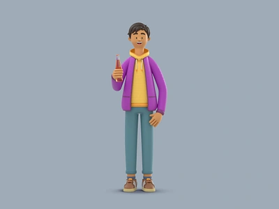 Soda guy 3d art blender c4d character design drink friend graphic design guy illustration modeling render smile soda vago3d