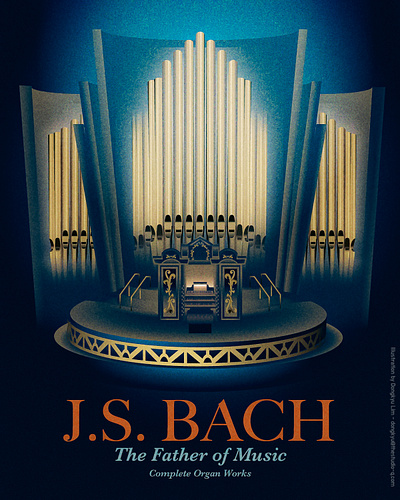 2 Bach Concerto Posters art deco atmosphere bach illustration music poster vintage