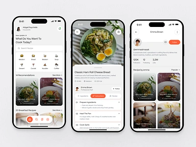 Masakin - Food Recipes Mobile App app chef clean cook cooking design education food food app guide mobile mobile app recipe recipe app recipes restaurant tutorial ui ui design ux