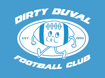 Dirty Duval Football Club Sports Team Cartoon Mascot Logo athlete brand brand design branding cartoon character character design club cute football fun funny graphic design illustration logo mascot sports sporty team visual identity