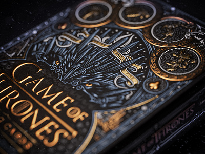 Winter is Coming. ⚔️ · 👑 · 🏰 · 🐉 · 🐺 · ❄️ engraving game of thrones illustration peter voth design playing cards theory11 vector