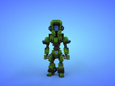 Robot 3 Voxel Character - 3D Lowpoly Model - Game Asset 3d 3d model character cyborg fantasy game art game asset humanoid lowpoly magicavoxel mech robot robots voxedit voxel voxel art voxelart