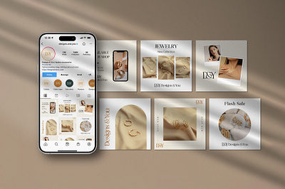 Instagram page design, IG post templates for jewelry branding, j post templates templates