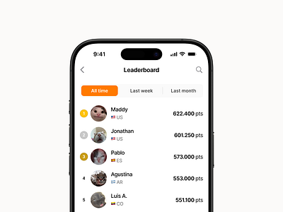 Daily UI #019 - Leaderboard challenge daily ui dailyui dailyuichallenge design figma leaderboard leaderboardmobile mobile mobileux ui ux