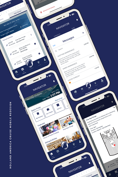 Redesigning the Holland America Cruise App travel experience design.