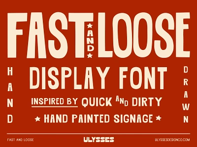 'Fast And Loose' Hand Drawn Display Font badge brand identity branding design font graphic design hand drawn hand drawn type hand painted illustration logo retro sans sans serif signage type design typeface typography ui vintage