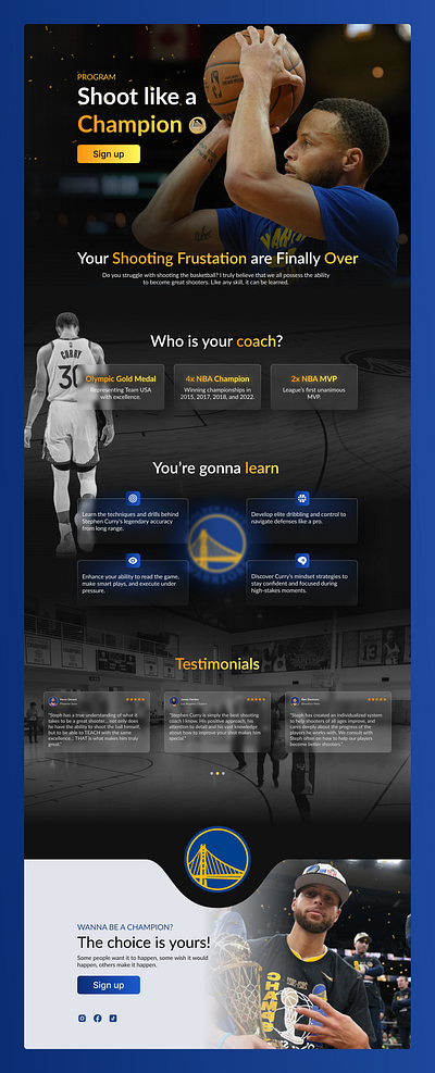 Stephen Curry Program Landing Page landing page nba ui ui design ux ux design