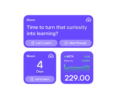 Learn & Finance Widgets - Boom design ios ipad iphone mobile ui widget