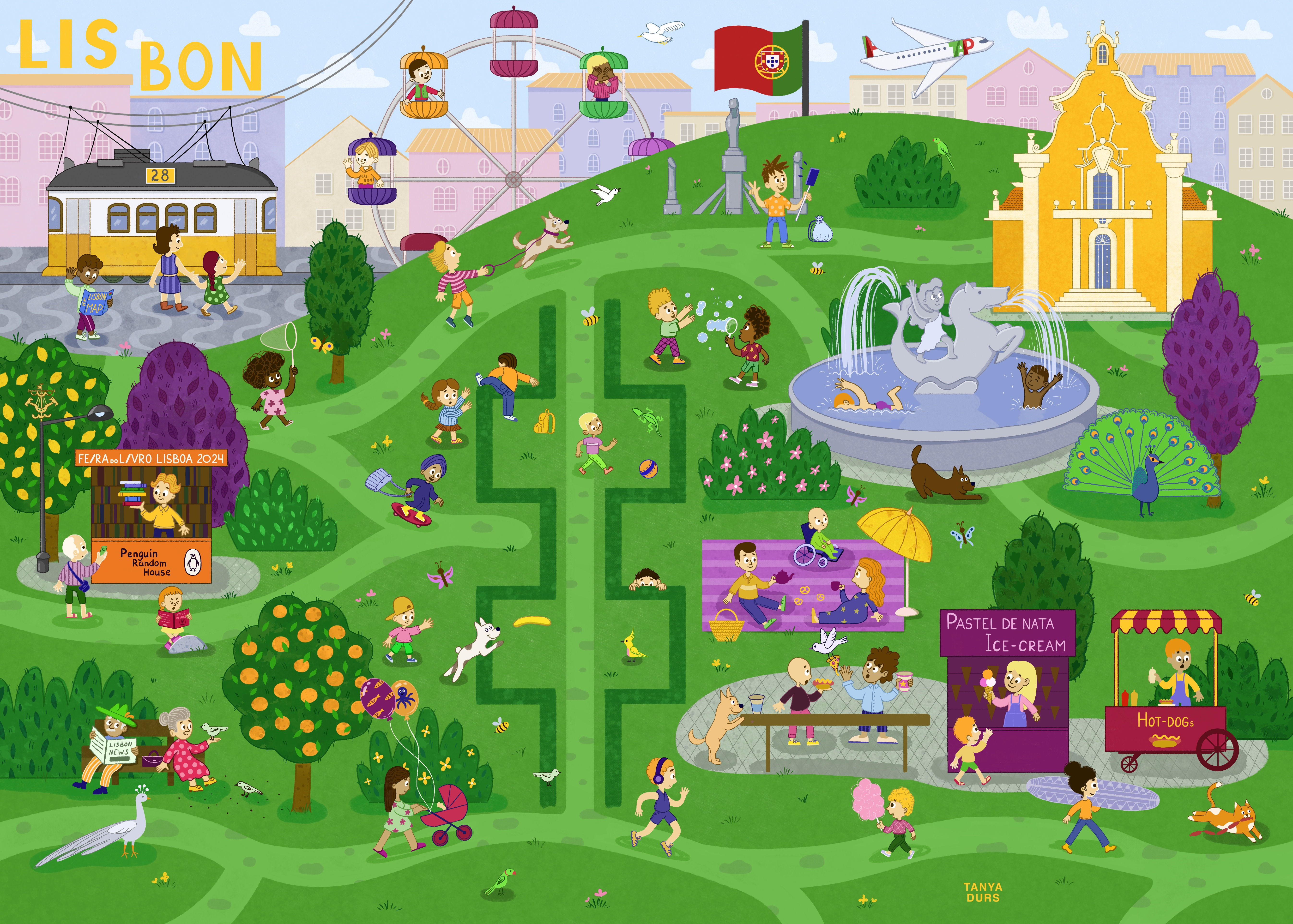 Lisbon. Wimmelbuch puzzle. Children illustration. boardgames bookillustration characterdesign childrenillustration city cityillustration hiddenpicture kidlit kidlitart lisbon nonfiction park picturebook portugal puzzle puzzleboard wimmel wimmelbild wimmelbook wimmelbuch