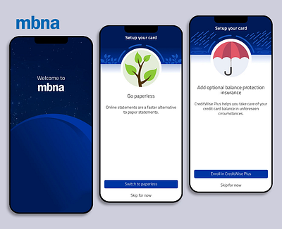 MBNA Mastercard - New User Onboarding 3d animation app art branding design graphic design icon illustration illustrator logo minimal mobile motion graphics typography ui ux vector web website