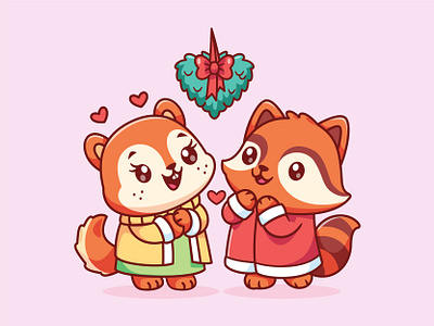 Chirstmas animal cartoon character christmas cute illu illustration jaysx love mascot mistletoe party winter