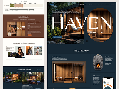 Haven Smart Sauna backyard branding clean design grid home home product homepage landing page luxury sauna smart suana spa ui web design website website design wellness