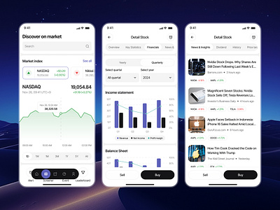 Vesto - Stock Investment Mobile App balance buy clean detail stock finance fintech income index insight investment mobile mobile design mobile stock investment modern money news sell stock stock market transfer