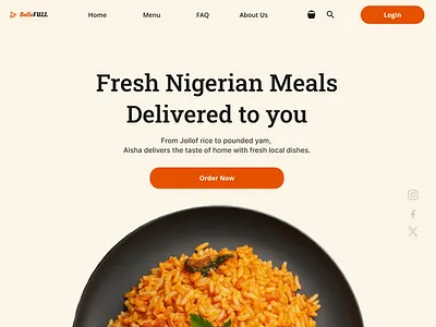 Hero section for Aisha Meals product design ui uiix web design