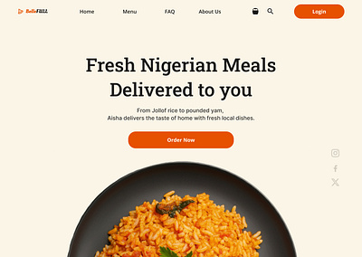 Hero section for Aisha Meals product design ui uiix web design