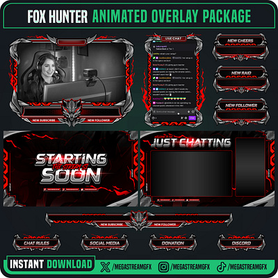 Stream Overlay Fox - Esport Overlay - Stream Overlay overlay pack design