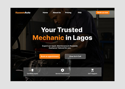 Hero section design exploration for Kazeem Auto product design uiux web design