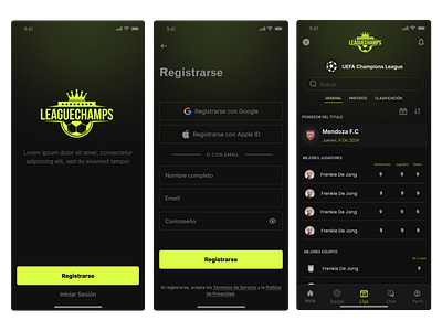 UX/UI: MOCKUPS- App management of soccer tournaments ⚽ app branding design design system graphic design illustration logo mockups typography ui ux vector