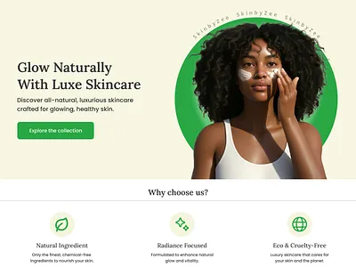 SkinbyZee Website Hero Section hero section product design uiux website design
