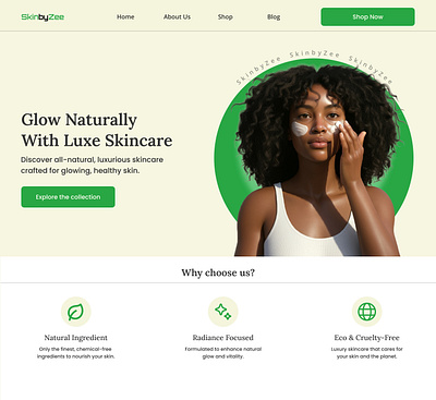 SkinbyZee Website Hero Section hero section product design uiux website design