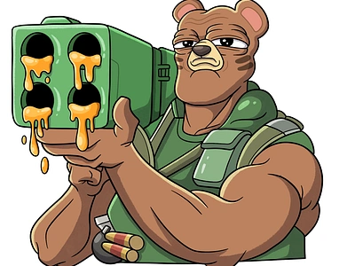 Honey Blaster Bear - Ready for Action! bear cartoon cartoon soldier digital art drawing funny honey honey bear