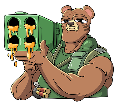 Honey Blaster Bear - Ready for Action! bear cartoon cartoon soldier digital art drawing funny honey honey bear