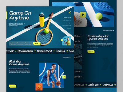 Xmatch - Sports Venue Booking Platform Landing Page Website design exercise fitness health home page landing page match modern sport tennis ui ux web web design website website design workout