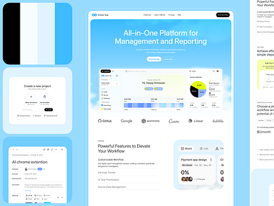 Infinite Task - Dashboard Landing Page ai create ai dashboard ai flow freelance b2b b2c chart clean design create flow dahboard management dashboard dashboard for manage activities freelance dashboard freelance flow with ai freelance management landing page product design saas task management ui design user interface