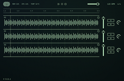 Audio Looper Mockup 80s audio cyberpunk minimal neon rust solidjs ui