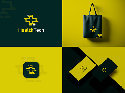 HealthTech logo bra brand identity branding business logo company logo cross design health logo logo design logo mark logos pluss tech technology