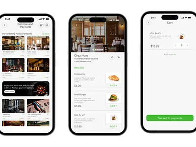 A food delivery app with an “eat now, pay later” feature e commerce food delivery ui