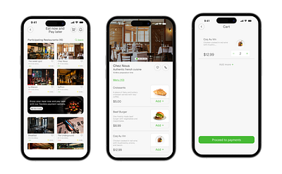 A food delivery app with an “eat now, pay later” feature e commerce food delivery ui