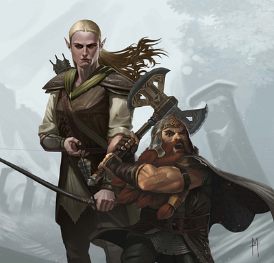 Gimli and Legolas art characterart characterdesign conceptart design dnd fantasy gimli illustration legolas lord of the rings mtg rpg ui