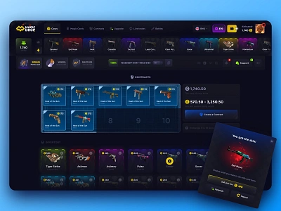 Magic Drop - Contracts CS:GO casino casino design contracts counter strike 2 cs go csgo csgo contracts csgo design csgo interface csgo skins csgo2 gambling game design game ui game ux gaming gift box open case opening cases web design