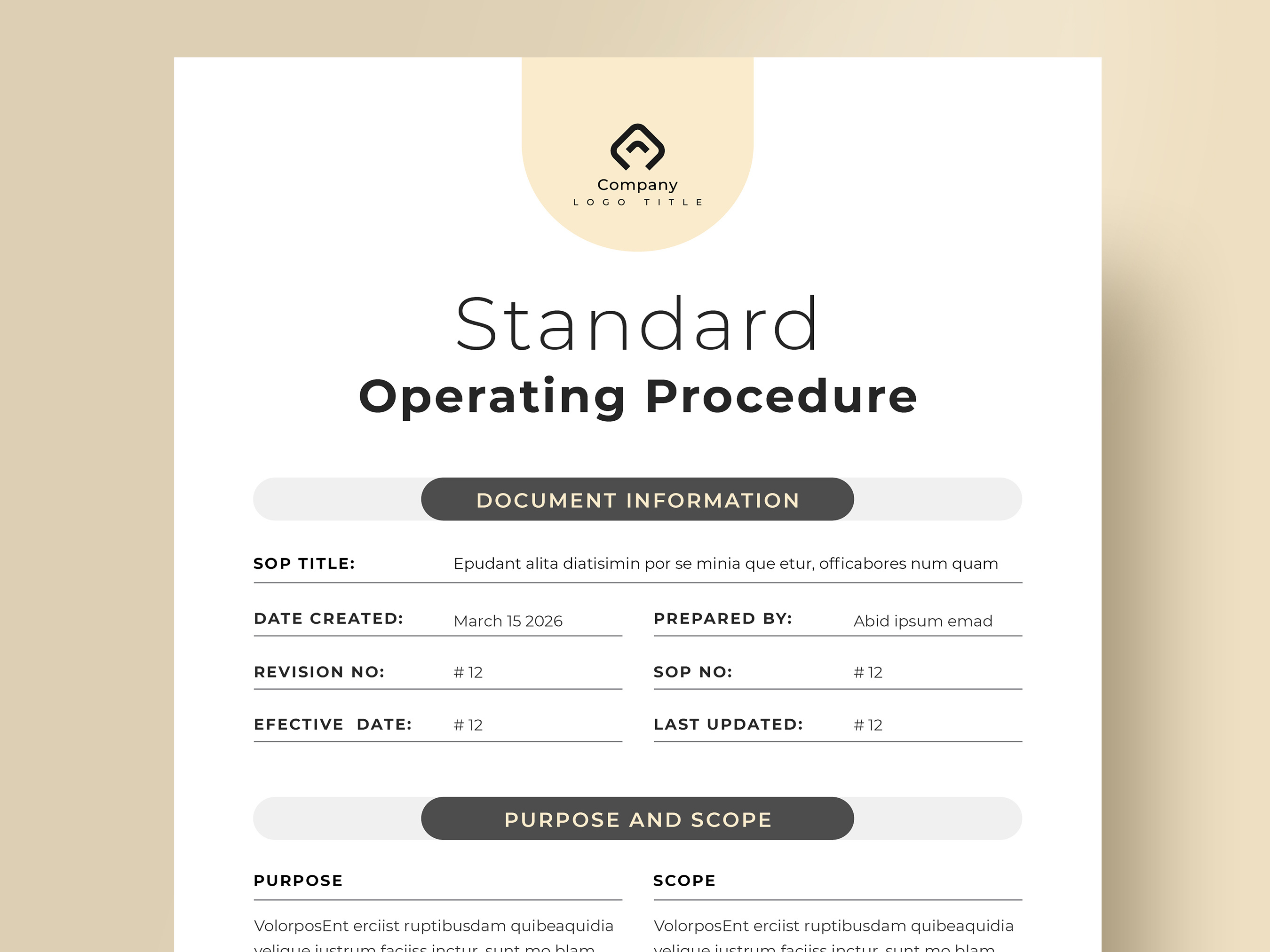 Standard Operating Procedure (SOP) Design Template by DesVert on Dribbble