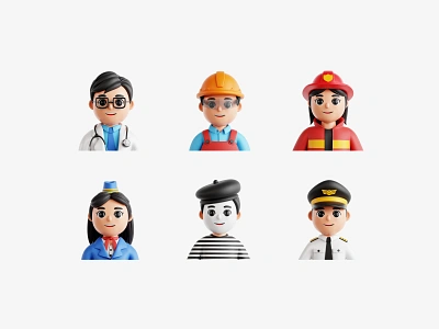 3D Professions Icon Pack 3d 3d icon avatar blender business clean cute doctor eklip studio human icon pack icons illustration job man people person professions woman worker