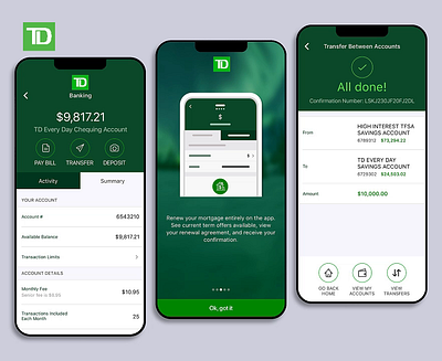 TD Bank Mobile Mortgage Renewal animation graphic design motion graphics ui