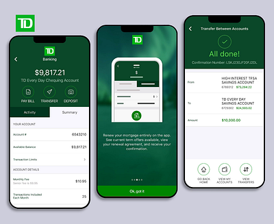 TD Bank Mobile Mortgage Renewal 3d animation app art branding design graphic design icon illustration illustrator logo minimal mobile motion graphics typography ui ux vector web website