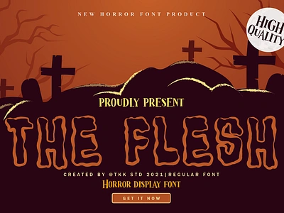 Scary Font The Flesh The Flesh – Horror Spooky Font branding children display font font gaming halloween movie poster scary spooky youtube