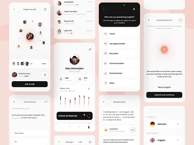 Language Learning App ai app design clean ui design design tools figma freelance inspiration interactive design languagelearning learning minimal mobile design mobileapp ui ui trends uiux