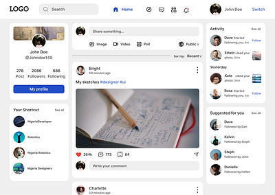 Dashboard dashboard figma social media design uiux user interface