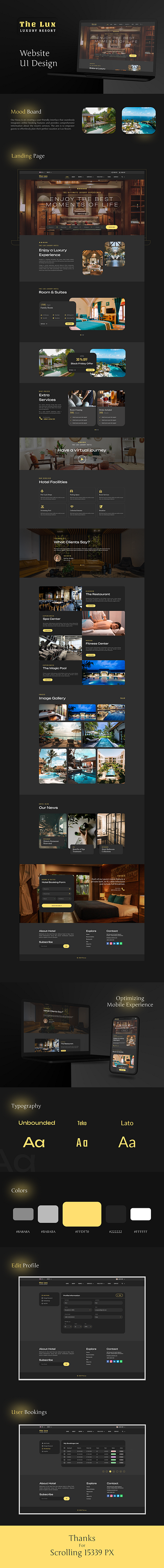 The Lux - Hotel and Resort Website UI branding hotel website ui minimal design ui ui ux design ui ux designer web design website design website ui