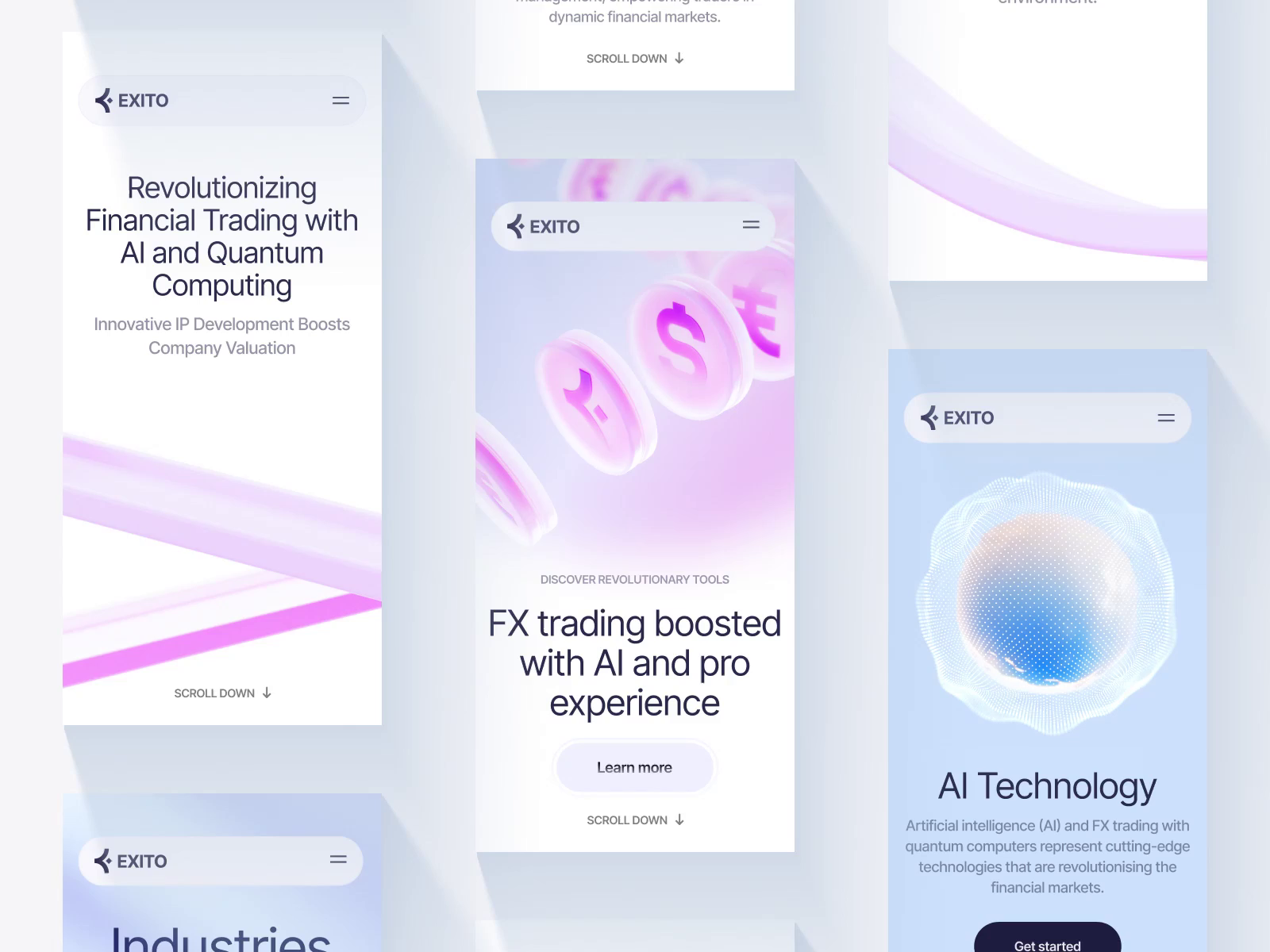 Example of Exito mobile website web design 3D animation
