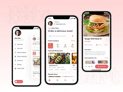 Bitekart - Food Delivery App Design Concept appdesign bitekart branding deliveryrevolution dronedelivery figmadesign fooddeliveryapp innovativetech uidesign uiux