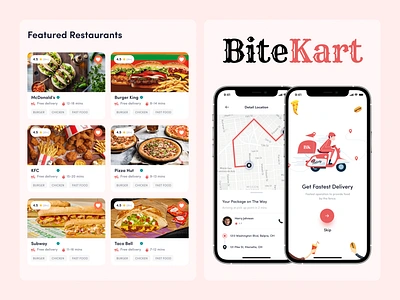 Bitekart - Food Delivery App Design Concept appdesign bitekart branding deliveryrevolution dronedelivery figmadesign fooddeliveryapp innovativetech uidesign uiux