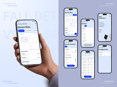 IOT APP blue design detection fall iot mobile radar security ui